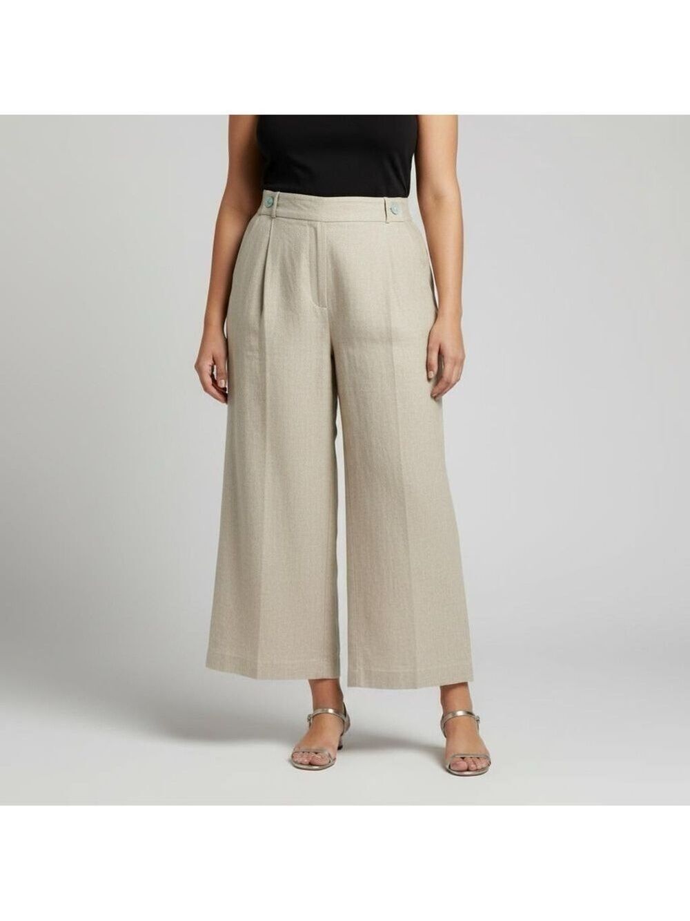 Nanette Lepore Wide Leg Linen Pants Beige - Size 10 NWT